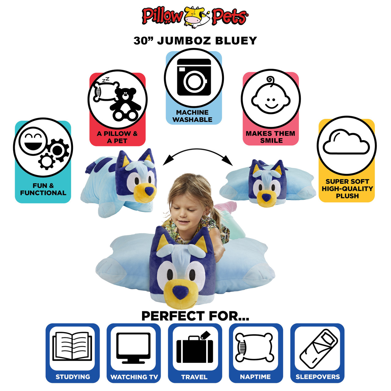 BBC Bluey Jumbo 30" Plush Pillow Pet - Image 6