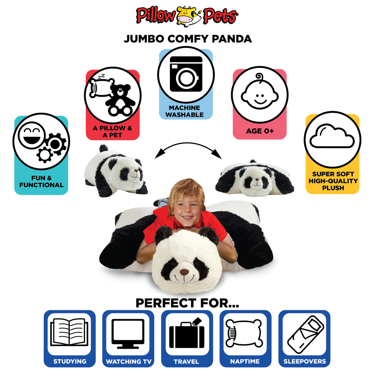 Jumbo 30" Comfy Panda Pillow Pet - Image 6