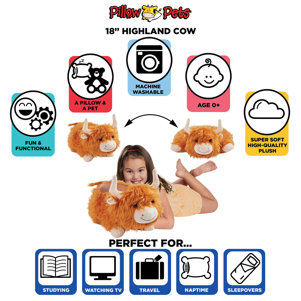 Highland Cow Plush Pillow Pet - Image 6