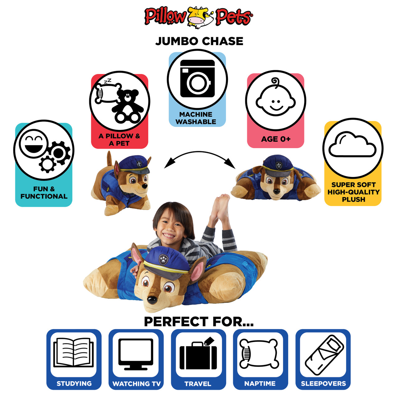 Jumbo 30" Nickelodeon PAW Patrol Chase Pillow Pet - Image 5