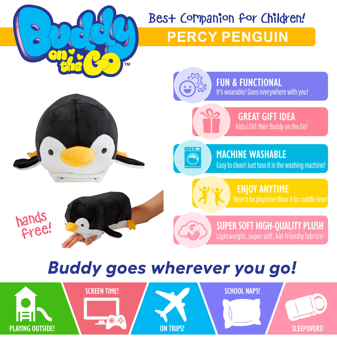 Buddy on the Go Plush - Percy Penguin - Image 5
