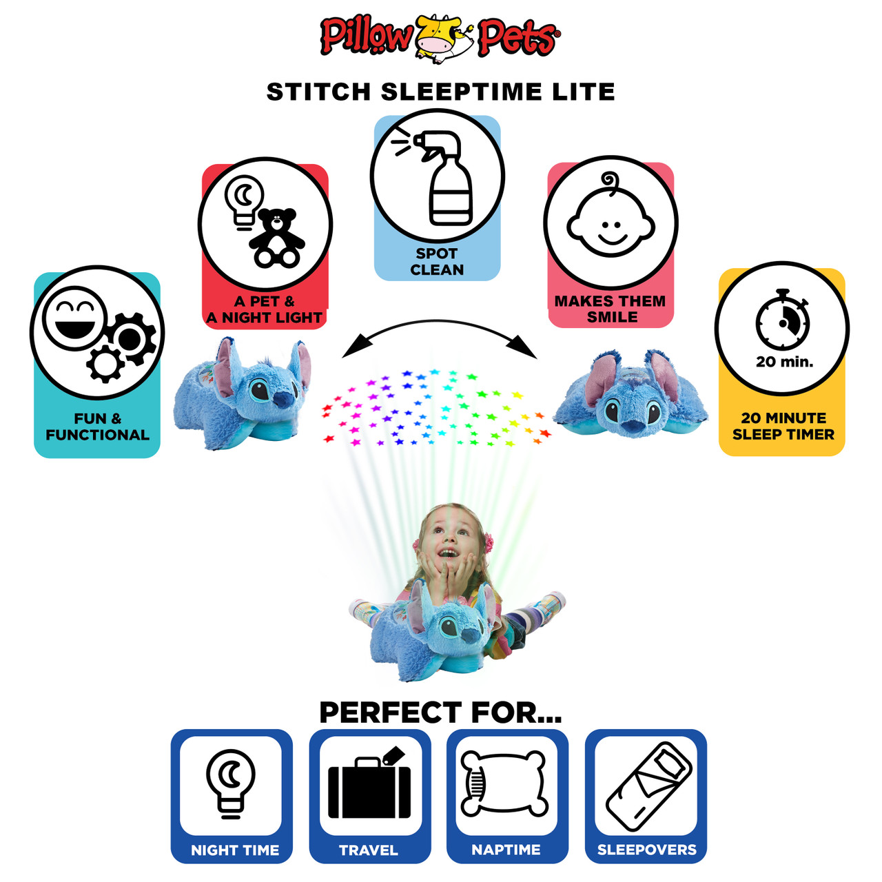 Disney Lilo & Stitch Stitch Plush Sleeptime Lite - Image 7